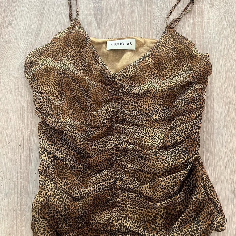 NICHOLAS Brown Tan Ruched Camisole